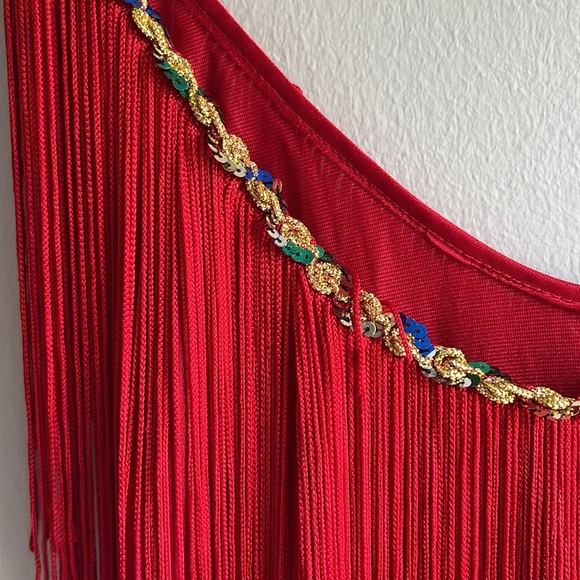 Red fringe sequined flapper dress - Picture 2 of 7